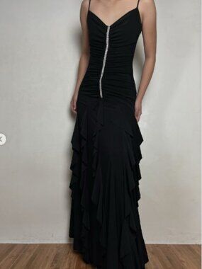 Scott McClintock ruffled sleeveless dress black women's size 4